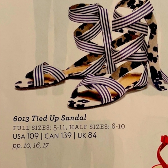 👣CABI 😎Vintage Floral Stripped Tied Up Sandals - Picture 10 of 13